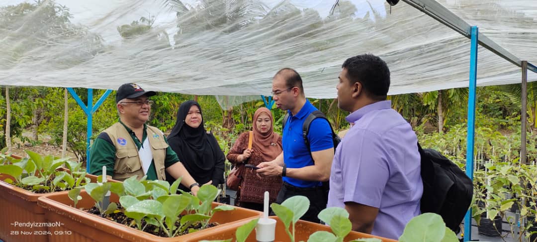 Tuan Haji Yul, Chairperson for KJM Taman Kuching Family Park (left) showcasing the wide variety of crops from the community farming initiative